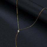 TrustDavis Long Tassel Round CZ Chain Necklace For Women Wedding Party