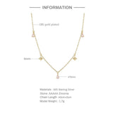 925 Sterling Silver Pink Water Drop Zircon Necklace Crystal Star Pendant
