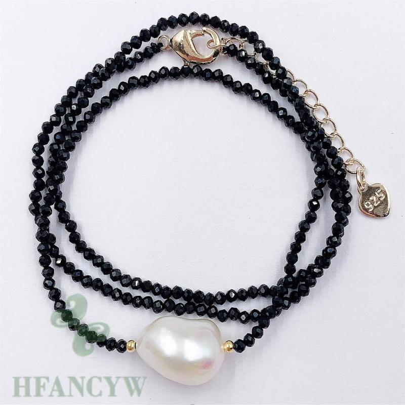 Spinel Freshwater Baroque Pearl Pendant Necklace 18Inch Classic Wedding