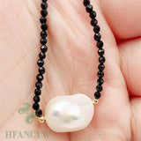 Spinel Freshwater Baroque Pearl Pendant Necklace 18Inch Classic Wedding