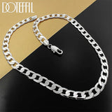 925 Silver Flat Sideways Chain Necklace 20/24 Inches 10mm