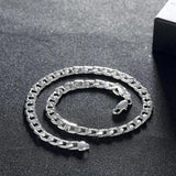 925 Silver Flat Sideways Chain Necklace 20/24 Inches 10mm
