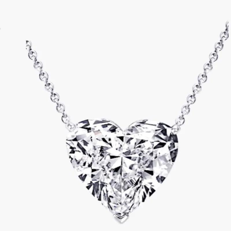 925 Silver Heart Necklace 4ct Sapphire Pendant for Women