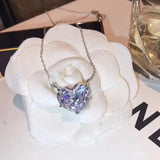 925 Silver Heart Necklace 4ct Sapphire Pendant for Women
