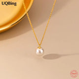 Single Pearl Pendant Necklace 925 Silver