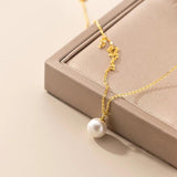 Single Pearl Pendant Necklace 925 Silver