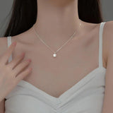 Single Pearl Pendant Necklace 925 Silver