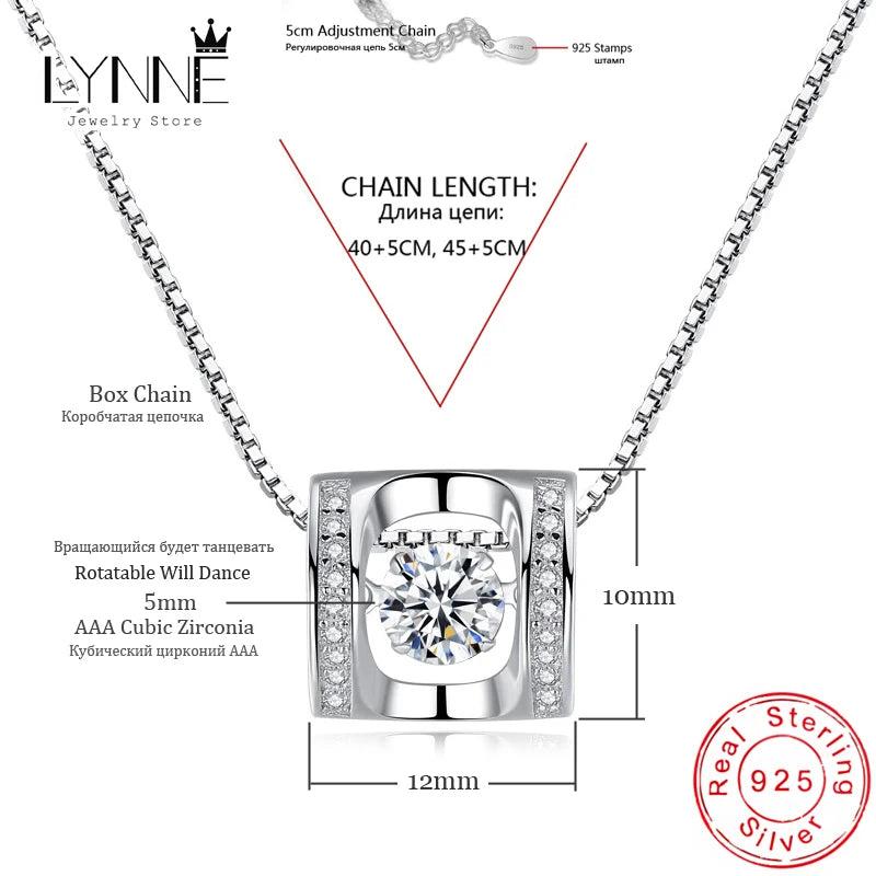Heart Pendant Rhinestone CZ Necklace 925 Silver Women's Jewelry