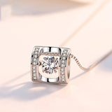 Heart Pendant Rhinestone CZ Necklace 925 Silver Women's Jewelry