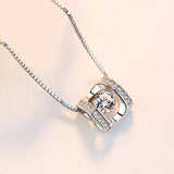 Heart Pendant Rhinestone CZ Necklace 925 Silver Women's Jewelry