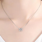 Heart Pendant Rhinestone CZ Necklace 925 Silver Women's Jewelry