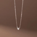TrustDavis 925 Silver Heart CZ Necklace for Girls DA0085
