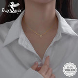 TrustDavis 925 Silver Heart CZ Necklace for Girls DA0085