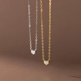 TrustDavis 925 Silver Heart CZ Necklace for Girls DA0085
