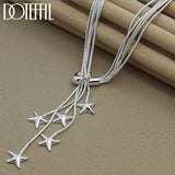 925 Silver Five Snake Chain Starfish Necklace Wedding Engagement Jewelry