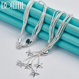 925 Silver Five Snake Chain Starfish Necklace Wedding Engagement Jewelry