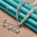 925 Silver Five Snake Chain Starfish Necklace Wedding Engagement Jewelry