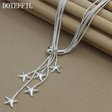 925 Silver Five Snake Chain Starfish Necklace Wedding Engagement Jewelry