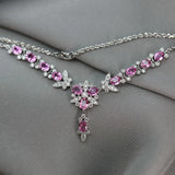 Pink Lab Diamond Necklace Women Choker Wedding Gift