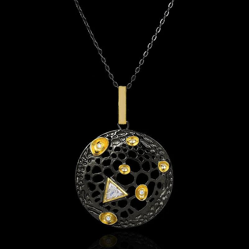 Punk Style Round Hollow Two-color Necklace