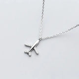 925 Sterling Silver Airplane Pendant Necklace Crystal Jewelry Gift