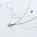 925 Sterling Silver Airplane Pendant Necklace Crystal Jewelry Gift