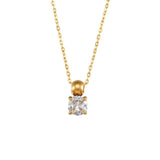 Square Circle CZ Pendant Necklace 18K Plated Women Wedding Jewelry