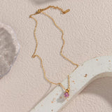 Square Circle CZ Pendant Necklace 18K Plated Women Wedding Jewelry