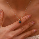 Square Circle CZ Pendant Necklace 18K Plated Women Wedding Jewelry