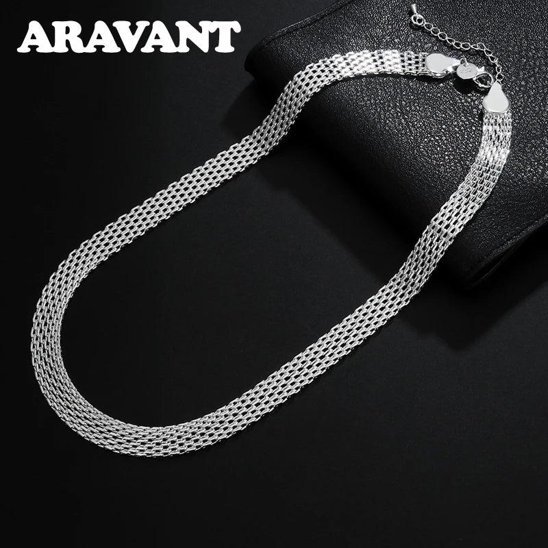 925 Silver Braided Chain Necklace Men Women Jewelry