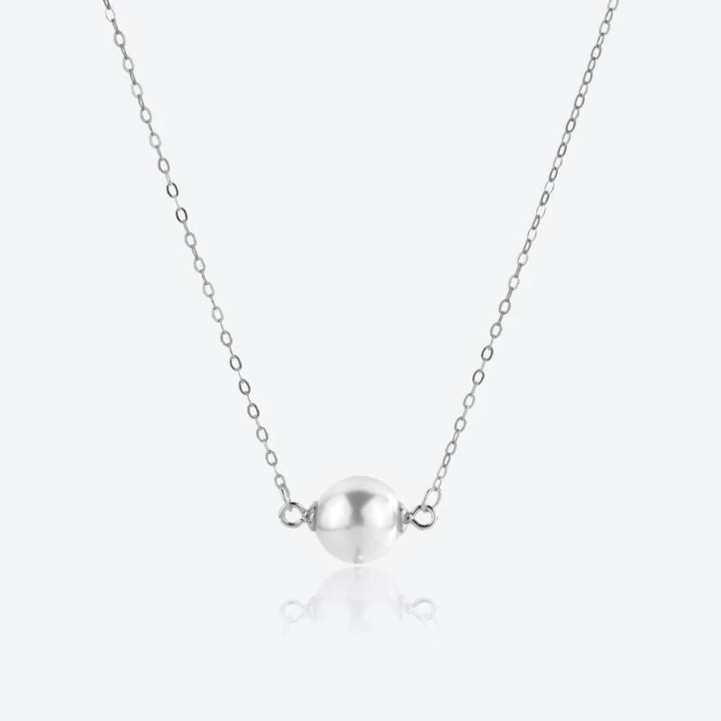 925 Silver Pearl Pendant Choker Necklace Wedding