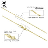 925 Sterling Silver 1.0mm Cable Chain Necklace for Pendant SC06