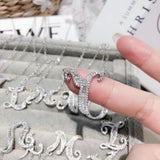 CZ Letter M Necklace for Women Girls Charm Pendant