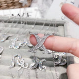 CZ Letter M Necklace for Women Girls Charm Pendant