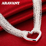 925 Silver Heart Necklace Chain For Women