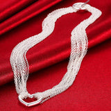 925 Silver Heart Necklace Chain For Women
