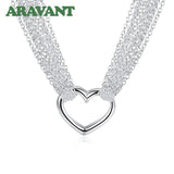 925 Silver Heart Necklace Chain For Women