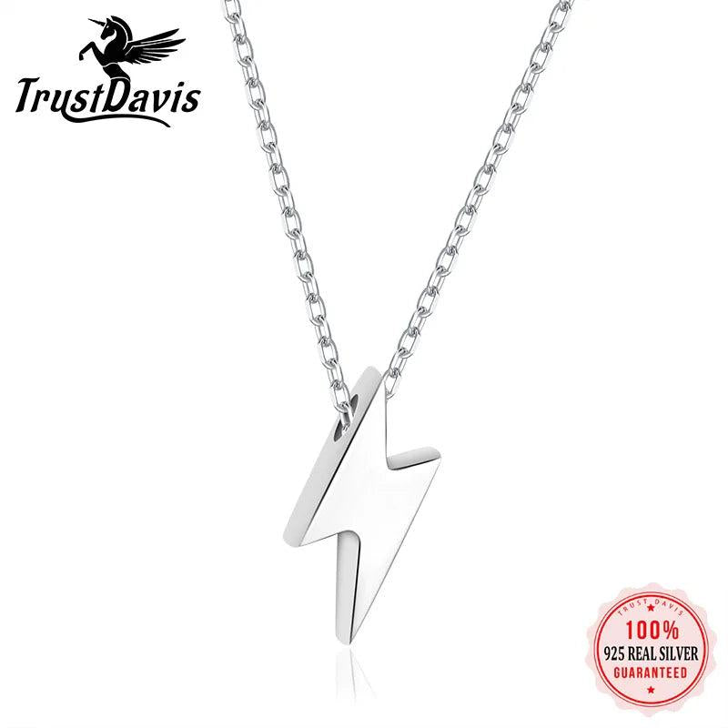 Davis Lightning Necklace 925 Sterling Silver Real Silver Pendant Girls Love Gift