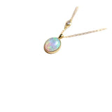 925 Silver 14K Opal Pendant Zircon Necklace French Retro Jewelry