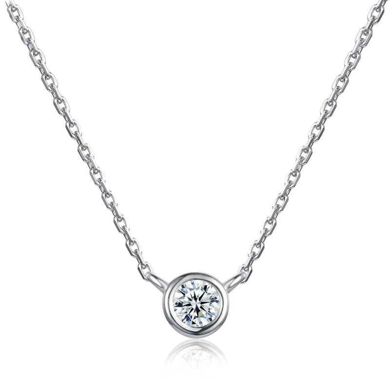925 Silver CZ Zircon Wedding Band Necklace N815