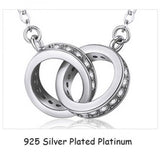 925 Silver Double Round Pendant Necklace Rose Rhinestone Circle Necklace