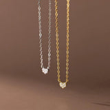 925 Silver Love Heart Zircon Pendant Necklace for Women Teen