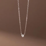 925 Silver Love Heart Zircon Pendant Necklace for Women Teen