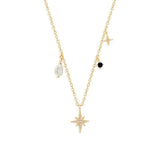 925 Silver Necklace Star Zircon Pearl Chain Choker for Women