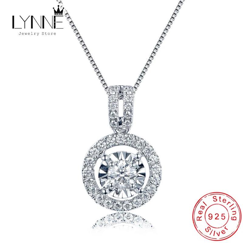 925 Sterling Silver Zircon Pendant Necklace Women Jewelry CZ Chain Gift