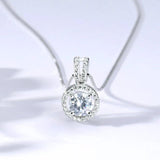 925 Sterling Silver Zircon Pendant Necklace Women Jewelry CZ Chain Gift