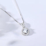 925 Sterling Silver Zircon Pendant Necklace Women Jewelry CZ Chain Gift