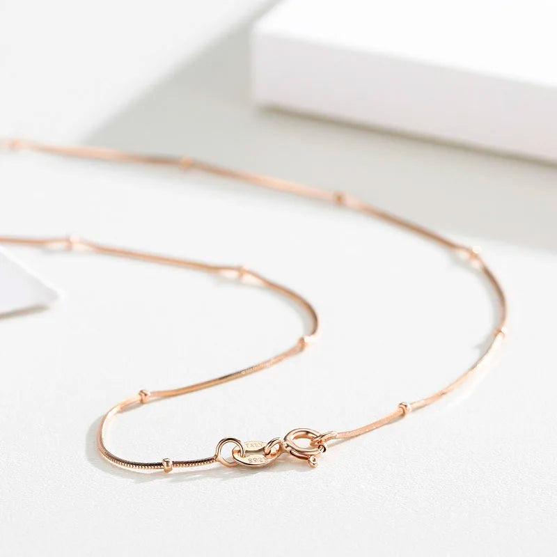 925 Sterling Silver Rose Snake Beaded Chain Necklace for Women Girls Kids