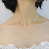 Davis 925 Sterling Silver Infinite Pendant Choker Love Necklace