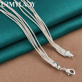 925 Silver Snake Chain Ball Beads Charm Necklace 18 Inch for Women